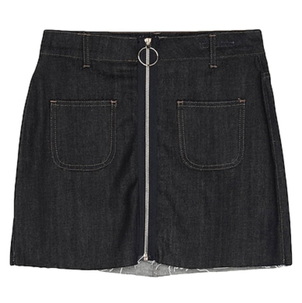 Denim mini zip skirt